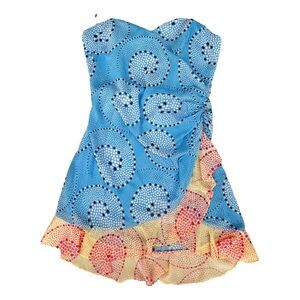 STAUD Naveah Halter Neck Minidress In Shallow/ Sunray Whirlpool- size 4